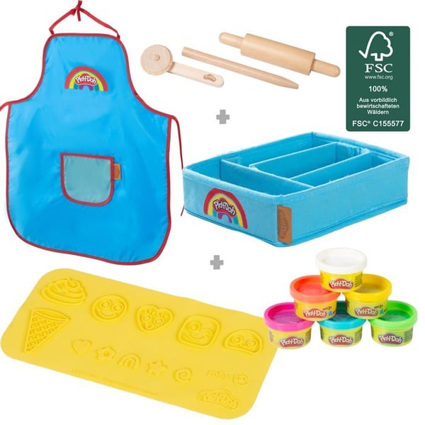 Kit för Kreativt Pytande ROBA x Play-Doh - 6 Burkar Leklera + Förkläde + 3D Matta och Tillbehör - för Barn från 3 År