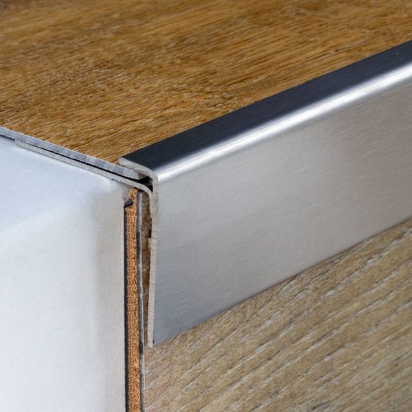 Inläggsprofil Rostfritt stål Silver l 42 mm H 2.5 mm L 2500 mm Förborrad Ramprofil 1 styck