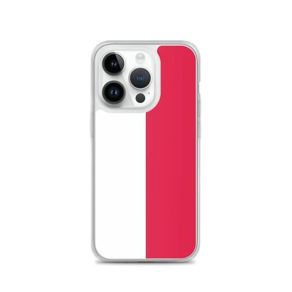 Telefonfodral – Polens flagga – Kompatibel med iPhone 14 Pro – Mjukt fodral – Stötsäkert och slitstarkt – Silikon – Pixelforma