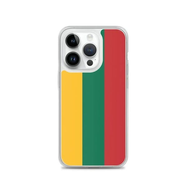 Mobilskal – Litauens flagga – Kompatibel med iPhone 14 Pro – Mjuk fodral – Slitstark och stöttålig - Silikon - Pixelforma