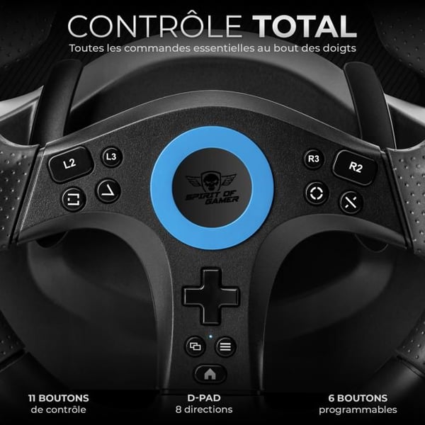 Volant gaming - SPIRIT OF GAMER - Race Wheel Pro 5 - Volant 25,5 cm - Multi-plattform - Rotation 270°