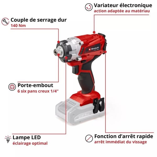 Einhell Trådløs Slagnøgle TE-CI 18/1 Li - Solo PXC (18 V, Moment 140 Nm) Leveres uden Batteri eller Oplader