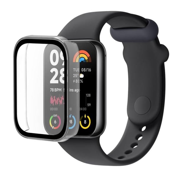 Kompatibelt fodral för Xiaomi Smart Band 8 Pro - Hårt skyddsfodral Transparent härdat glasskärm Phonillico