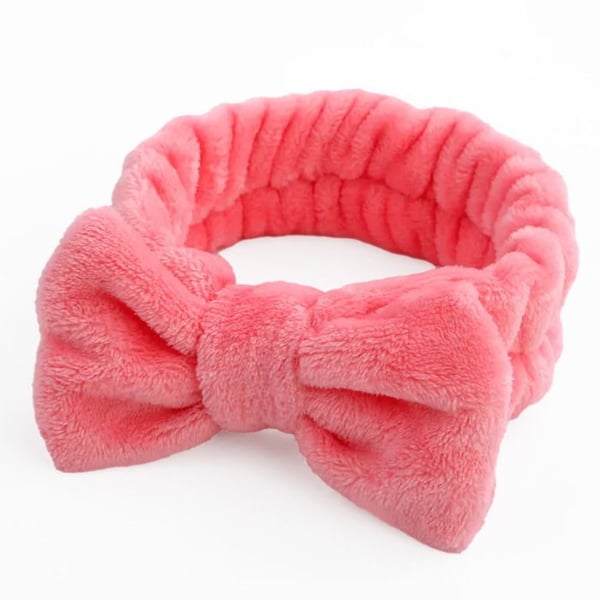 Bandeau Spa för Hår i Enfärgad Mjuk Fleece Vattenmelon Rosa