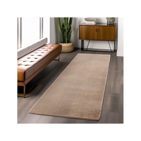 Matta - MELIS HOME - 120 cm Rund - Beige - Halkfri - Tvättbar