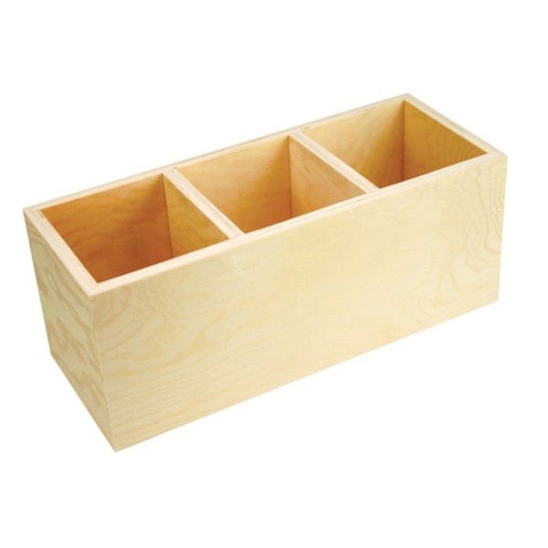 MégaCréa DIY - Trälåda med 3 fack 24 x 9,5 x 9,5 cm