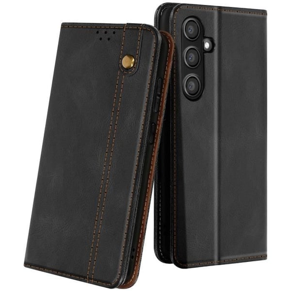 Plånboksfodral - AVIZAR - Samsung Galaxy S24 FE - Vegansk läder - Magnetisk stängning - Ställ för handsfree