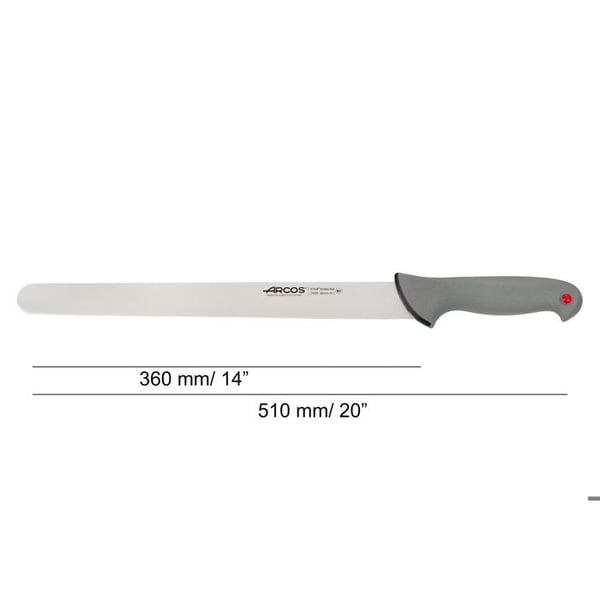 Skinkkniv - ARCOS - Colour Prof - Flexibel blad av rostfritt stål - Ergonomiskt handtag - 36cm