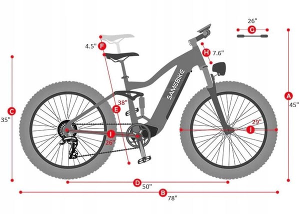 Sähköinen Maastopyörä - SAMEBIKE - XD26-II-FT-WH - 48V 14Ah - 25km/h - 26 tuumaa