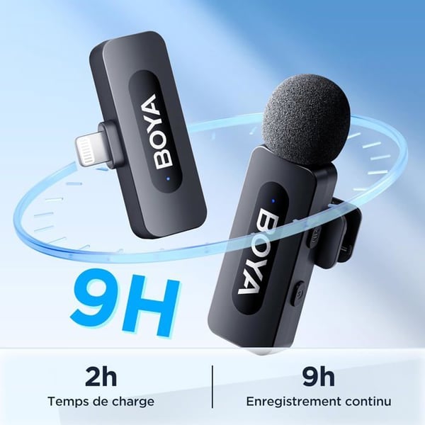 Trådløs mikrofon - BOYA - BY-V1 (V2.0) - Rækkevidde 100m - Lightning-stik - Omnidirektionel