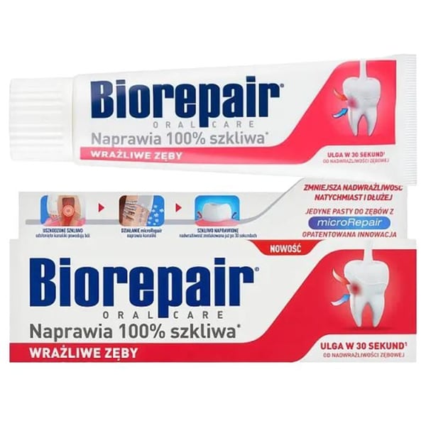Tandkräm - Biorepair - Snabb känslig reparation - 75ml - Minskar hypersensitivitet - Reparerar emalj