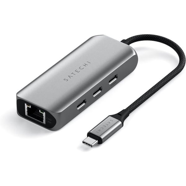 USB-C hub 4-i-1 - Satechi - Aluminium - Ethernet 2.5 Gbps - Snabba överföringar - Flätad kabel