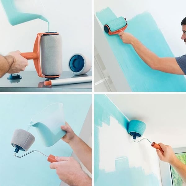 SHOP-STORY - Magic Paint Rollers med behållare och förlängbart handtag Anti-stänk och Anti-Drip Paint Roller