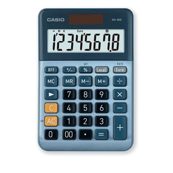 Casio MS-80E Skrivbordsräknare blå Display: 8 solar (L x B) 101 mm x 149 mm