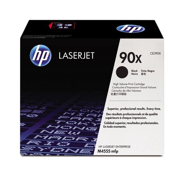 HP 90X (CE390X) svart tonerkassett för LaserJet M4555MFP/M602/M603 skrivare - Hög kapacitet 24 000 sidor