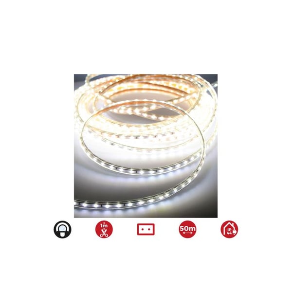 Bobinband LED 50m. 60 LED/m 4,2w/m Kallvit Ip44 6.400k Edm 220v-240v (inomhus utomhus) 12mm Tjocklek
