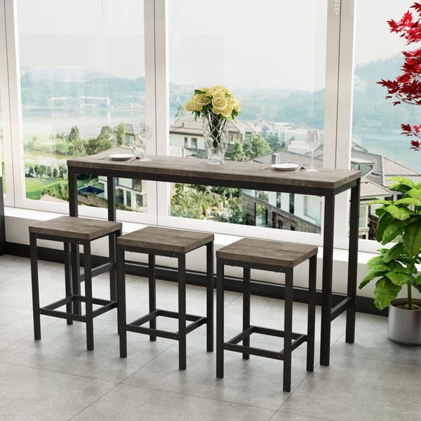 Køkkenbord - MUVOE - 148 cm - 3 barstole - MDF og metal - Moderne design