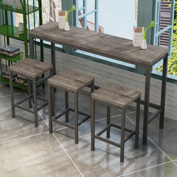Køkkenbord - MUVOE - 148 cm - 3 barstole - MDF og metal - Moderne design