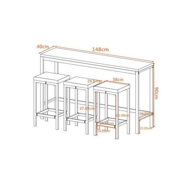 Køkkenbord - MUVOE - 148 cm - 3 barstole - MDF og metal - Moderne design
