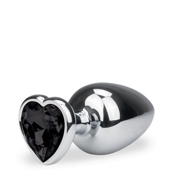 Plug i metall anal rosenskärna hjärta L - 7 färger - Onyx
