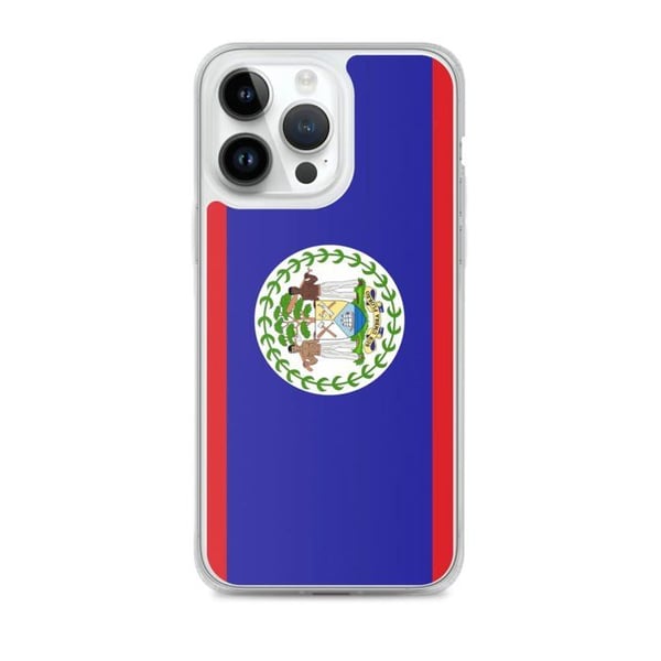 Mobilskal – Belizeflaggan – Kompatibel med iPhone 14 Pro Max – Flexibelt skal – Slitstarkt och Stötsäkert – Silikon - Pixelforma