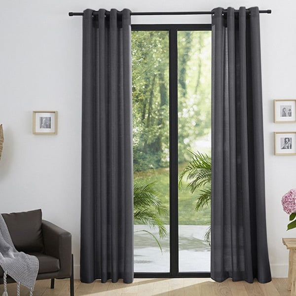 Par av dämpande gardiner med öljetter Linen Effekt "Moonlight" Granit