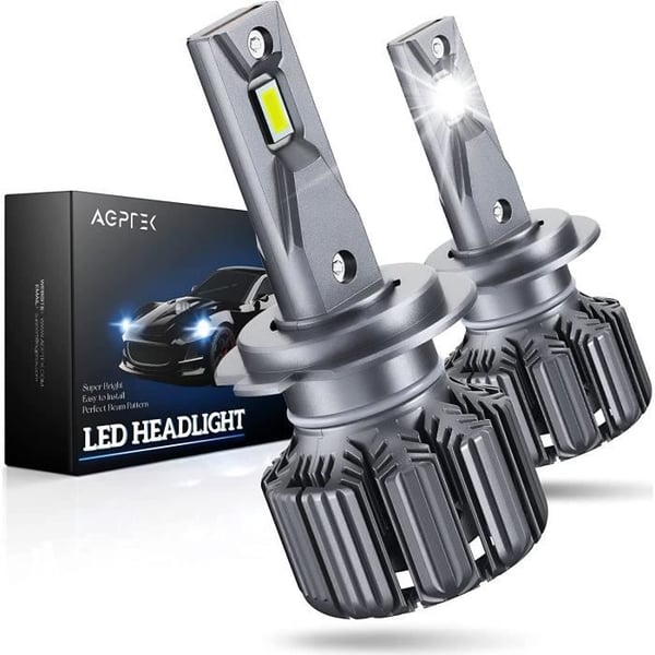AGPTEK 2 X 70W 12000LM H7 LED-strålkastare för bil 6000K, Ersatzbil och motorcykelbelysning för halogen- och xenonlampor, Vattentät IP68