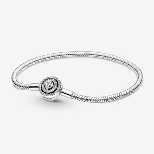 Armbånd - Pandora - Slangeslynge Halo - Sølv 925 - Zirkonia - Farveløs