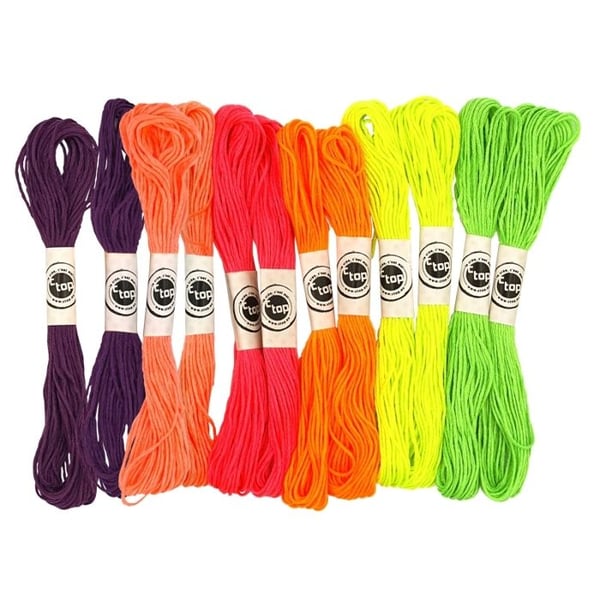 MégaCréa DIY - Tråd armband brasiliansk Echeveaux av bomull 12 färger Fluo