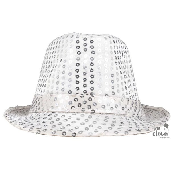 Hatt tyg paljetter borsalino silver