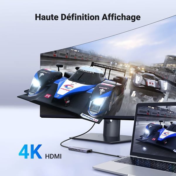 USB-hubb - UGREEN - 5 i 1 - 3x USB 3.2, USB-C, HDMI 4K 30Hz - Svart