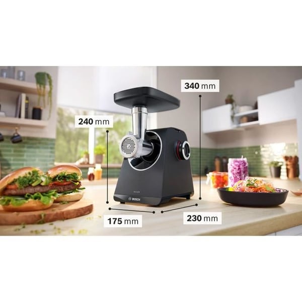 Serie 4 köttkvarn - BOSCH - MFWS430B - 3 slipgaller - Backväxel - Svart