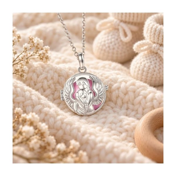 Rosa skyddsängel mor och barn graviditet Bola halsband