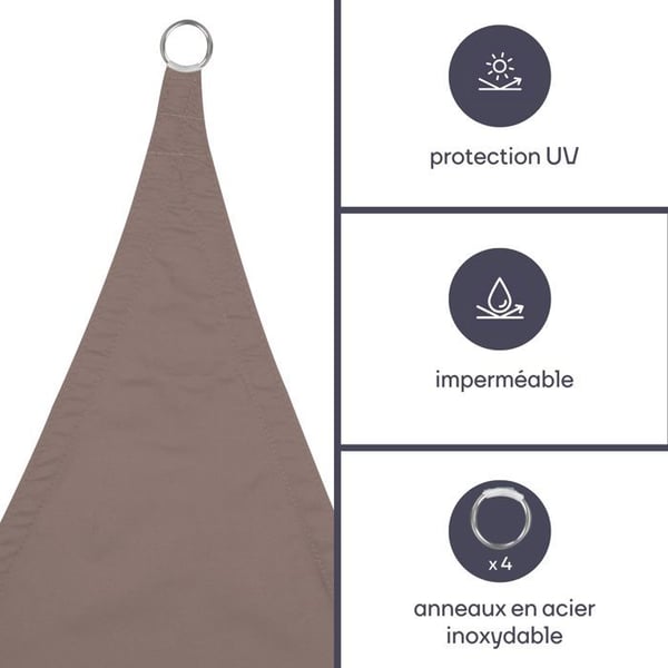 Perel rektangulär skärmduk 2 x 3 meter taupe polyester