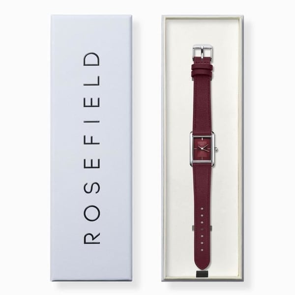 Kvinnoarmband - ROSEFIELD - Heirloom - Bordeaux läder - Kvarts - Analogisk