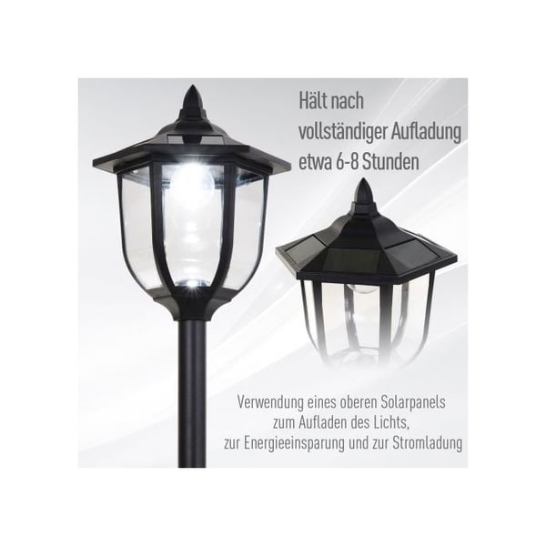 Havelampe - MUVOE - Solenergi LED - 30/60 lumen - Sort plastik - Ø 26,5 x H 177 cm