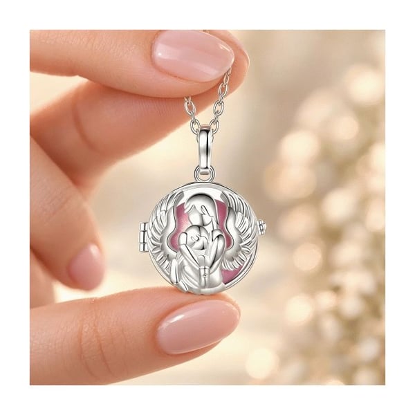 Rosa skyddsängel mor och barn graviditet Bola halsband