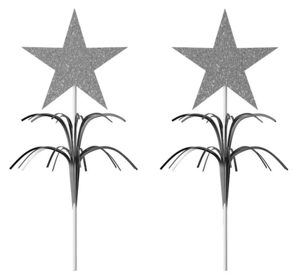 Piques artifice - PTIT CLOWN - re22592 - Set med 2 - Silverstjärna - Höjd 20 cm