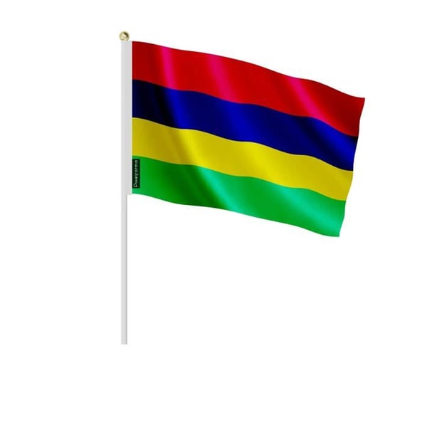 Mini-flagge Set – Mauritius – 14 x 21 cm – Att hålla i handen – Polyester - 100 stycken – Pixelforma