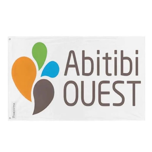 Abitibi-Ouest flagga – 60 x 90 cm – Hållbar polyester – 2 metallöglor – Inomhus / Utomhus – Pixelforma