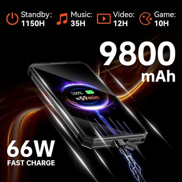 OUKITEL WP21 Telefon Bärbar Oförstörbar 17Go+256Go 6.78" FHD+ 120Hz 9800mAh/66W - 64MP+20MP Robust Smartphone GPS/NFC/OTG