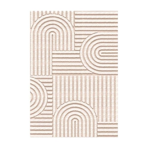 Inredningsmatta - MELIS HOME - 1343 Geometrisk Design - Beige - HD Digitaltryck - Halkfri