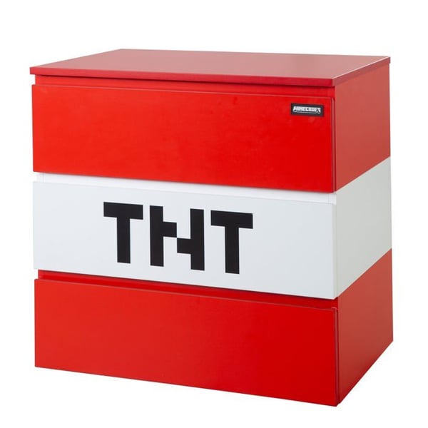 Commod 3 Lådor med LED - ROBA - Minecraft Kub TNT - Röd - Spelmöbel - Barn
