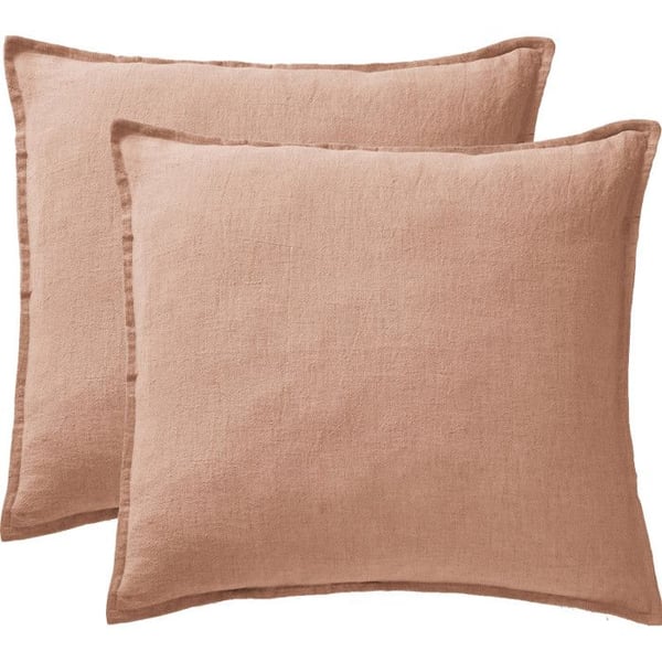 Set med 2 örngott "Soline" 60 x 60 cm & 50 x 70 cm "Tvättad lin" l'Effet Papillon - Soline Gamla Rosa - Örngott 60 x 60