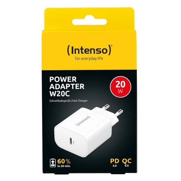 INTENSO W20C 20 W USB-C strömadapter - 1x USB-C - vit