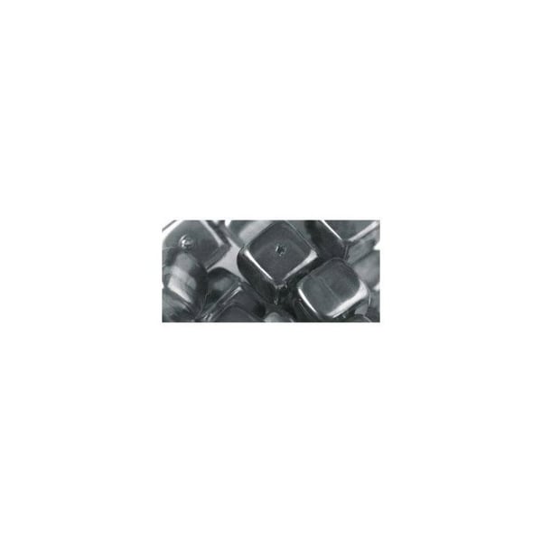 Glaspärlor - Kub, antracit, 8x9 mm, förpackning 18 stycken