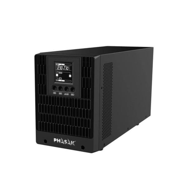 UPS - PHASAK - Serie Pro 2000VA - 1600W - Dubbelkonvertering - Programmerbar - Svart