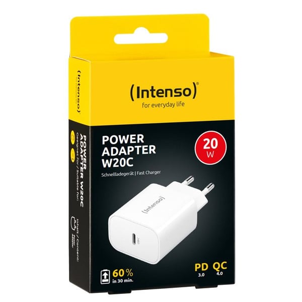 INTENSO W20C 20 W USB-C strömadapter - 1x USB-C - vit