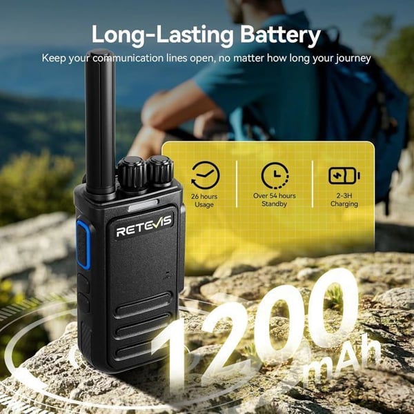 Retevis B64 Talkie Walkie, Bidirektionella Radioer med AI Chip Brusreducering, USB-C Uppladdningsbar, för Utomhusbruk
