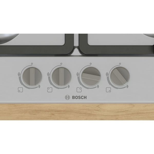 Gaskök - Bosch - PGH6B5K90 - Wokbrännare 3,3 kW - Gittjärnsgaller - Rostfritt stål 60 cm